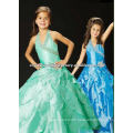 2013 halter beaded tiered blue custom-made ball gown junior girls pageant dresses CWFaf4670